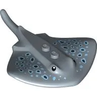 Animal, Stingray with Bright Light Blue/Dark Blue Spots, Black Eyes print