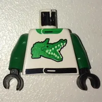 Torso Race Jacket with Alligator Green Print, Green Arms, Black Hands