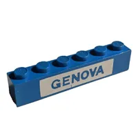 Brick 1 x 6 with Blue on White 'GENOVA' print