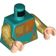 Torso, Gold/Orange/Nougat Minecraft Pixelated print, Pearl Gold Arms, Light Nougat Hands