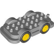 Duplo Car Base 4 x 8 with Four Black Wheels and Yellow Hubs