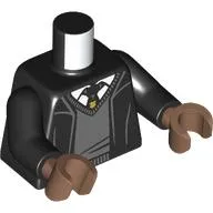 Torso, Robe, Dark Bluish Grey Sweater, White Shirt, Black Tie print, Black Arms, Medium Brown Hands