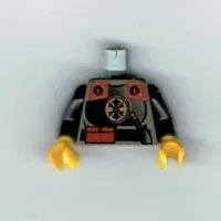 Torso Armor, Chinese Guard, Pouch and Knife on Belt Print, Black Arms, Yellow Hands