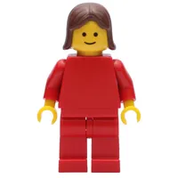 Woman, Red Torso, Red Legs,  Brown Hair (3626a Head)