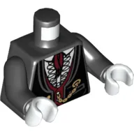 Torso Jacket Formal with Dark Red Vest and Cravat Print, Black Arms, White Hands