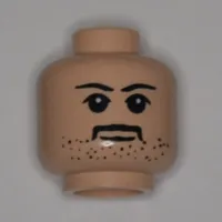 Minifig Head Sirius Black, Moustache with Eyebrows, White Pupils, and Stubble Print