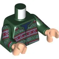 Torso, Sweater, Dark Red/White Decorations print, Dark Green Arms, Light Nougat Hands