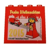 Brick 2 x 4 x 3 with 'LEGOLAND Deutschland Resort Frohe Weihnachten 2015' Print