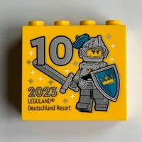 Brick 2 x 4 x 3 with 'LEGOLAND Deutschland Resort 10 2023' Knight (Besuchsmeister Silver) Print