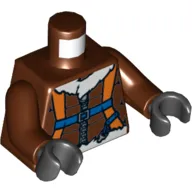 Torso Aviator Jacket with Orange Parachute and Straps, Arctic Explorer Logo on Reverse Print, Reddish Brown Arms, Black Hands