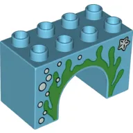 Duplo Brick 2 x 4 x 2 Arch with Seaweed, Starfish, and Bubbles Print