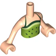 Minidoll Torso Girl with Lime Halter Top With Dark Green Dots Print - Light Nougat Arms and Hands