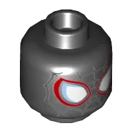 Minifig Head Spider-man (Miles Morales), White Eyes with Red Outline Print