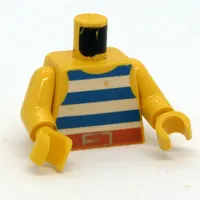 Torso Vest with Blue and White Stripes with Black Belt Buckle Print, Yellow Arms and Hands