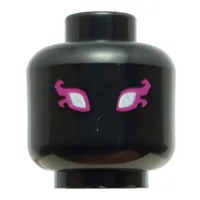 Minifig Head Mister F, White Eyes, Magenta Eyeshadow with Flames print