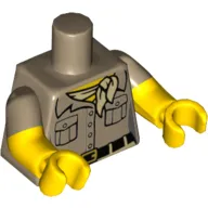 Torso, Dual Molded Arms, Shirt with 2 Pockets, Tan Scarf and Black Belt with Gold Buckle Print, Dark Tan Sleeves Pattern, Yellow Arms and Hands