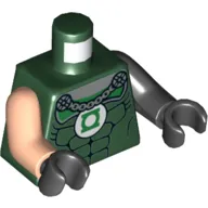 Torso, Odd Arms, Muscles, Green Lantern Logo, Gray Chain Print, Left Black Arm, Right Light Nougat Arm, Black Hands