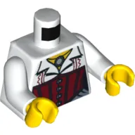 Torso Blouse with Necklace and Red Corset Print, White Arms, Yellow Hands