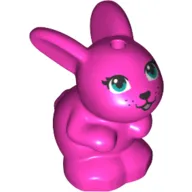 Animal, Rabbit / Bunny, Baby Sitting with Blue Eyes and Black Nose Print