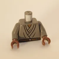 Torso Robe, Brown Belt Print (Mace Windu), Dark Bluish Gray Arms, Reddish Brown Hands
