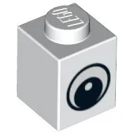 Brick 1 x 1 with Simple Black Eye with White Pupil Print