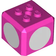 Brick Special Cube with 2 x 2 Studs on Top, and White Circles Print