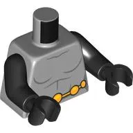 Torso Jumpsuit, Muscle Outline, Gold Belt with Beads print, Black Arms and Hands