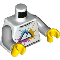 Torso, Black Mountains Outline, Dark Pink, Bright Light Orange, Dark Azure Splash print, Light Bluish Gray Arms, Yellow Hands