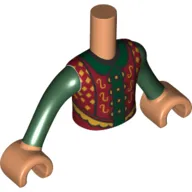 Minidoll Torso Boy Red/Gold Tunic, Dark Green Shirt print, Nougat Hands