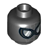 Minifig Head Spider-Man Noir, Webbing, Pearl Titanium Goggles Print