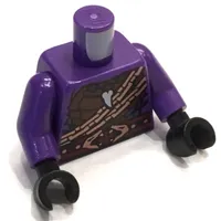 Torso Armor Snake Scales, Tooth Pendant, Copper Chains, Snake Head Belt Print, Dark Purple Arms, Black Hands