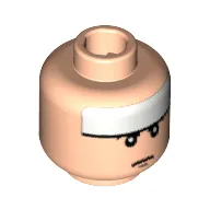 Minifig Head Batman, White Stripe, Pursed Lips Print [Blocked Open Stud]