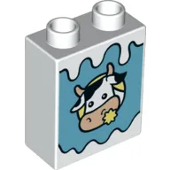 Duplo Brick 1 x 2 x 2 with Bottom Tube with Cow Print