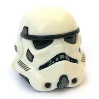 Helmet Stormtrooper Dual Molded, Black with Dark Bluish Gray and White Markings, Dark Gray Squares on Back Print