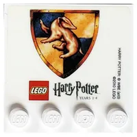Plates Special 4 x 4 with Studs on One Edge and 'LEGO Harry Potter Years 1 - 4' with Hufflepuff Crest Print (Sticker)