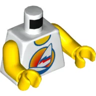 Torso Sailboat with Sunset Print, Yellow Arms and Hands