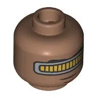 Minifig Head Geordi La Forge, Black Eyebrows, Gold Visor, Neutral / Smile with Teeth