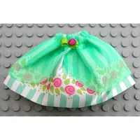 Belville, Skirt, Girl, Long with Light Green Stripes and Roses Print