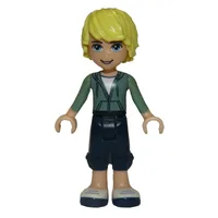 Ben - Sand Green Hoodie, Dark BLue Trousers