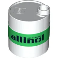 Duplo Container Oil Drum 2 x 2 x 2 with Green Band and 'ALL FOR ONE allinol' Print