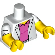 Torso, Dual Molded Arms, Jacket over Dark Pink Polo Shirt Print, White Sleeves Pattern, Yellow Arms and Hands