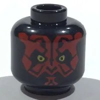Minifig Head Darth Maul, Red Face, Yellow Eyes Print