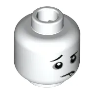 Minifig Head Spooky Boy, Eyebrows, Raised Right Eyebrow, Dark Bluish Gray Eye Circles, Downturned Mouth with Fang Print
