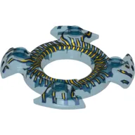 Ring 4 x 4 with 2 x 2 Hole and 4 Swirl Ends with Yellow Scales Print (Ninjago Spinner Crown)