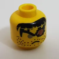 Minifig Head Gilbert the Bad / Robber, Eyepatch, Frown, Stubble and Gray Eye Print [Blocked Open Stud]