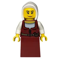 Innkeeper, Dark Red Dress, White Hood