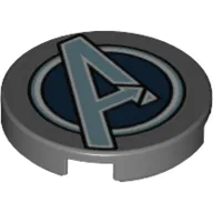 Tile Round 2 x 2 with 'A' Avengers Symbol print