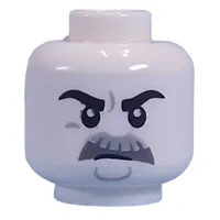 Minifig Head Black Eyebrows, Thick Dark Bluish Grey Moustache, Stern print