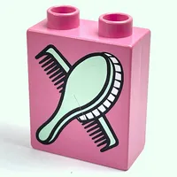 Duplo Brick 1 x 2 x 2 with Comb and Brush Print
