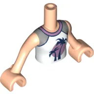 Minidoll Torso Girl, White Shirt, Dark Blue Palm Trees, Lavender Sunset